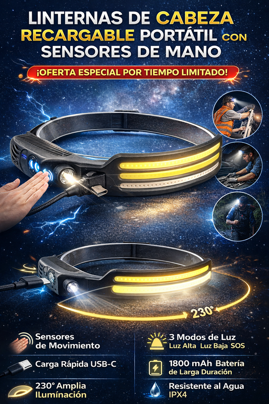 Lámpara Recargable con Sensor de Movimiento – Iluminación Inteligente Manos Libres